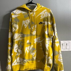 Nike Yellow and White Graphic Hoodie